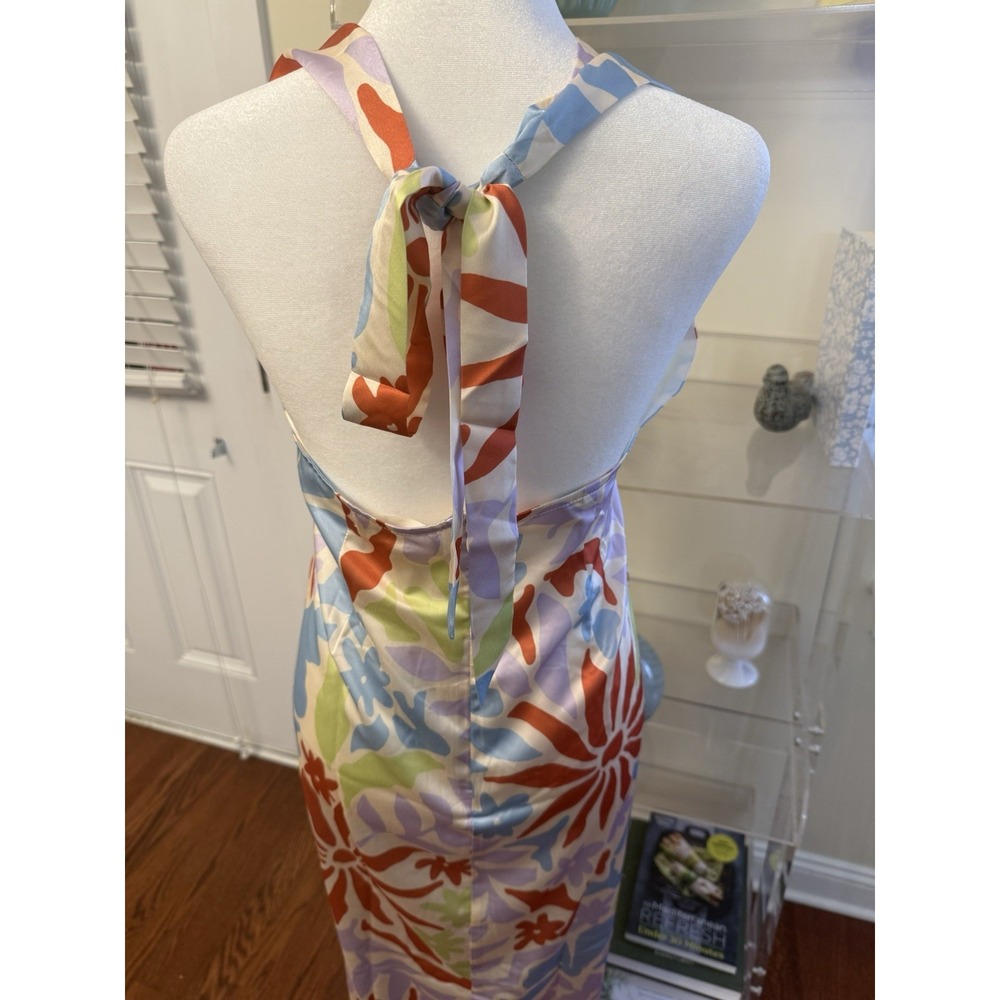 L space Tuscany Halter Floral Maxi Dress in Multi Pastels NEW Size Large  NWT - Picture 10 of 15